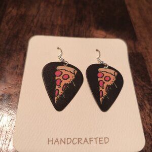 PIZZA GUITAR PICK EARRINGS